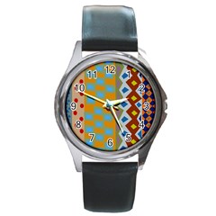 Abstract A Colorful Modern Illustration Round Metal Watch
