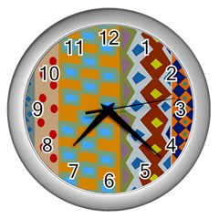 Abstract A Colorful Modern Illustration Wall Clocks (silver) 