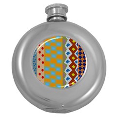 Abstract A Colorful Modern Illustration Round Hip Flask (5 Oz)