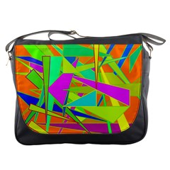 Background With Colorful Triangles Messenger Bags by Simbadda