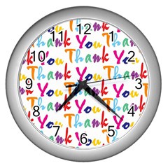 Wallpaper With The Words Thank You In Colorful Letters Wall Clocks (silver) 