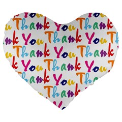 Wallpaper With The Words Thank You In Colorful Letters Large 19  Premium Heart Shape Cushions by Simbadda