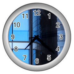 Modern Office Window Architecture Detail Wall Clocks (silver) 