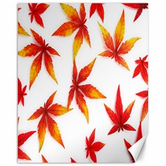 Colorful Autumn Leaves On White Background Canvas 16  X 20   by Simbadda