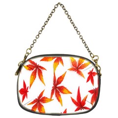 Colorful Autumn Leaves On White Background Chain Purses (two Sides) 