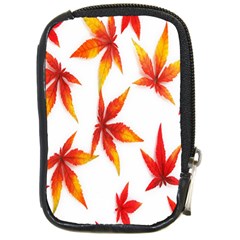 Colorful Autumn Leaves On White Background Compact Camera Cases by Simbadda