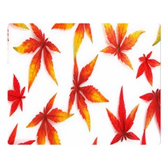 Colorful Autumn Leaves On White Background Double Sided Flano Blanket (large)  by Simbadda
