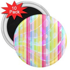 Colorful Abstract Stripes Circles And Waves Wallpaper Background 3  Magnets (10 Pack)  by Simbadda