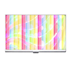 Colorful Abstract Stripes Circles And Waves Wallpaper Background Business Card Holders by Simbadda