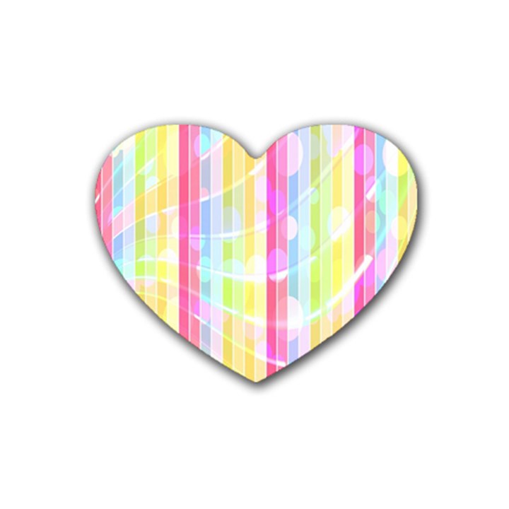 Colorful Abstract Stripes Circles And Waves Wallpaper Background Heart Coaster (4 pack) 