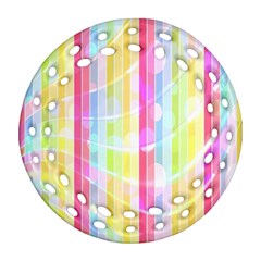 Colorful Abstract Stripes Circles And Waves Wallpaper Background Ornament (round Filigree) by Simbadda