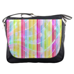 Colorful Abstract Stripes Circles And Waves Wallpaper Background Messenger Bags by Simbadda