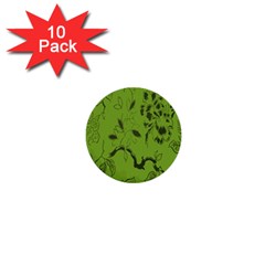 Abstract Green Background Natural Motive 1  Mini Buttons (10 Pack)  by Simbadda