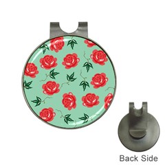 Floral Roses Wallpaper Red Pattern Background Seamless Illustration Hat Clips With Golf Markers by Simbadda