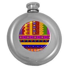 Abstract A Colorful Modern Illustration Round Hip Flask (5 Oz) by Simbadda