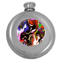 Colourful Abstract Background Design Round Hip Flask (5 Oz)