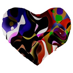 Colourful Abstract Background Design Large 19  Premium Flano Heart Shape Cushions by Simbadda