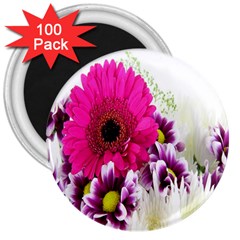 Pink Purple And White Flower Bouquet 3  Magnets (100 Pack) by Simbadda