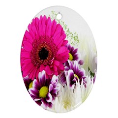 Pink Purple And White Flower Bouquet Oval Ornament (two Sides) by Simbadda