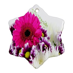 Pink Purple And White Flower Bouquet Ornament (snowflake) by Simbadda