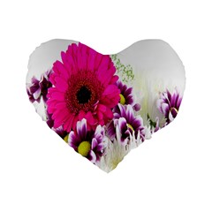 Pink Purple And White Flower Bouquet Standard 16  Premium Flano Heart Shape Cushions by Simbadda