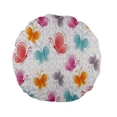 Butterfly Pattern Vector Art Wallpaper Standard 15  Premium Flano Round Cushions by Simbadda