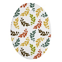 Colorful Leaves Seamless Wallpaper Pattern Background Oval Ornament (two Sides) by Simbadda