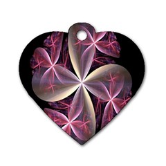 Pink And Cream Fractal Image Of Flower With Kisses Dog Tag Heart (two Sides) by Simbadda