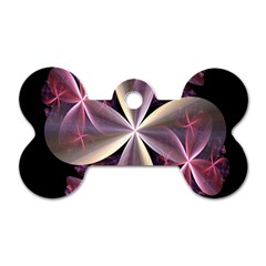 Pink And Cream Fractal Image Of Flower With Kisses Dog Tag Bone (two Sides) by Simbadda