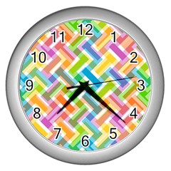 Abstract Pattern Colorful Wallpaper Background Wall Clocks (silver) 