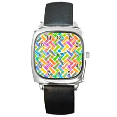 Abstract Pattern Colorful Wallpaper Background Square Metal Watch