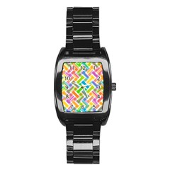 Abstract Pattern Colorful Wallpaper Background Stainless Steel Barrel Watch