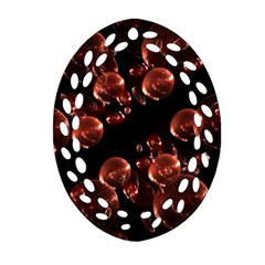 Fractal Chocolate Balls On Black Background Ornament (oval Filigree)