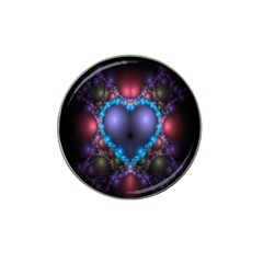 Blue Heart Fractal Image With Help From A Script Hat Clip Ball Marker (4 pack)