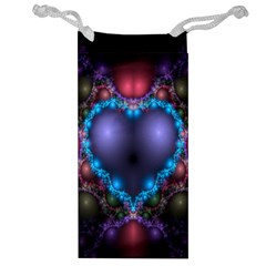 Blue Heart Fractal Image With Help From A Script Jewelry Bag