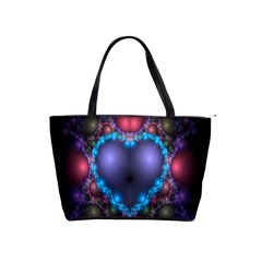 Blue Heart Fractal Image With Help From A Script Shoulder Handbags