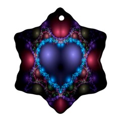 Blue Heart Fractal Image With Help From A Script Snowflake Ornament (Two Sides)