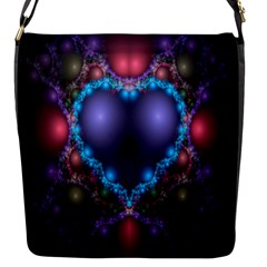 Blue Heart Fractal Image With Help From A Script Flap Messenger Bag (S)