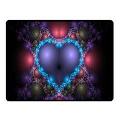 Blue Heart Fractal Image With Help From A Script Double Sided Fleece Blanket (Small) 