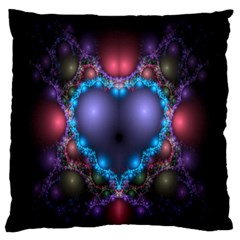 Blue Heart Fractal Image With Help From A Script Standard Flano Cushion Case (One Side)