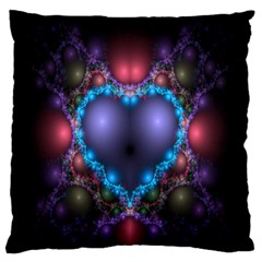 Blue Heart Fractal Image With Help From A Script Large Flano Cushion Case (One Side)
