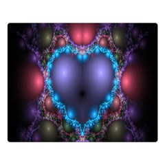 Blue Heart Fractal Image With Help From A Script Double Sided Flano Blanket (Large) 