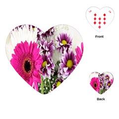 Purple White Flower Bouquet Playing Cards (heart)  by Simbadda