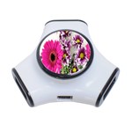Purple White Flower Bouquet 3-Port USB Hub Front