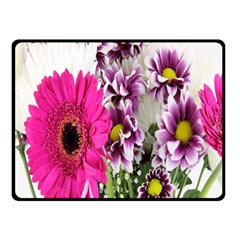 Purple White Flower Bouquet Double Sided Fleece Blanket (small)  by Simbadda