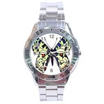 A Colorful Butterfly Image Stainless Steel Analogue Watch Front