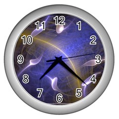 Fractal Magic Flames In 3d Glass Frame Wall Clocks (silver) 