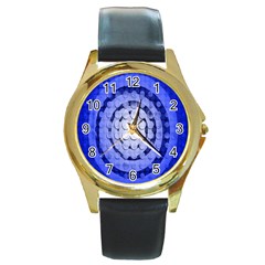 Abstract Background Blue Created With Layers Round Gold Metal Watch