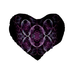 Fractal In Lovely Swirls Of Purple And Blue Standard 16  Premium Flano Heart Shape Cushions by Simbadda