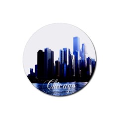 Abstract Of Downtown Chicago Effects Rubber Coaster (round)  by Simbadda